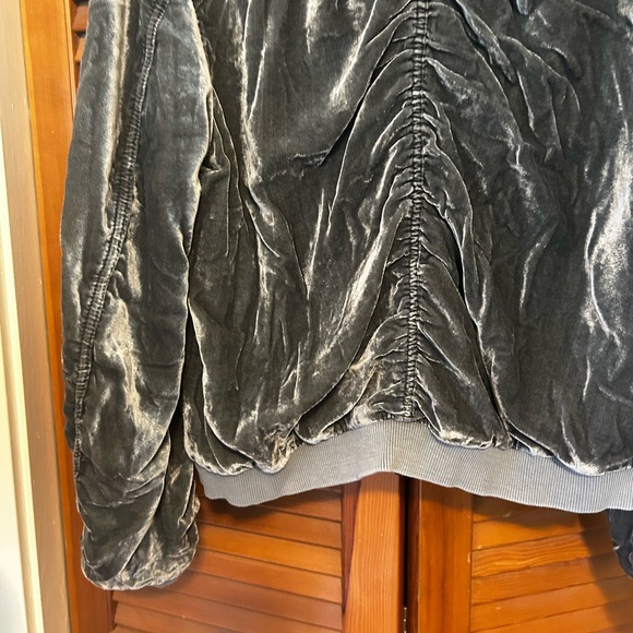 Free People Metallic Blue Gray Velour Jacket - Picture 4 of 11